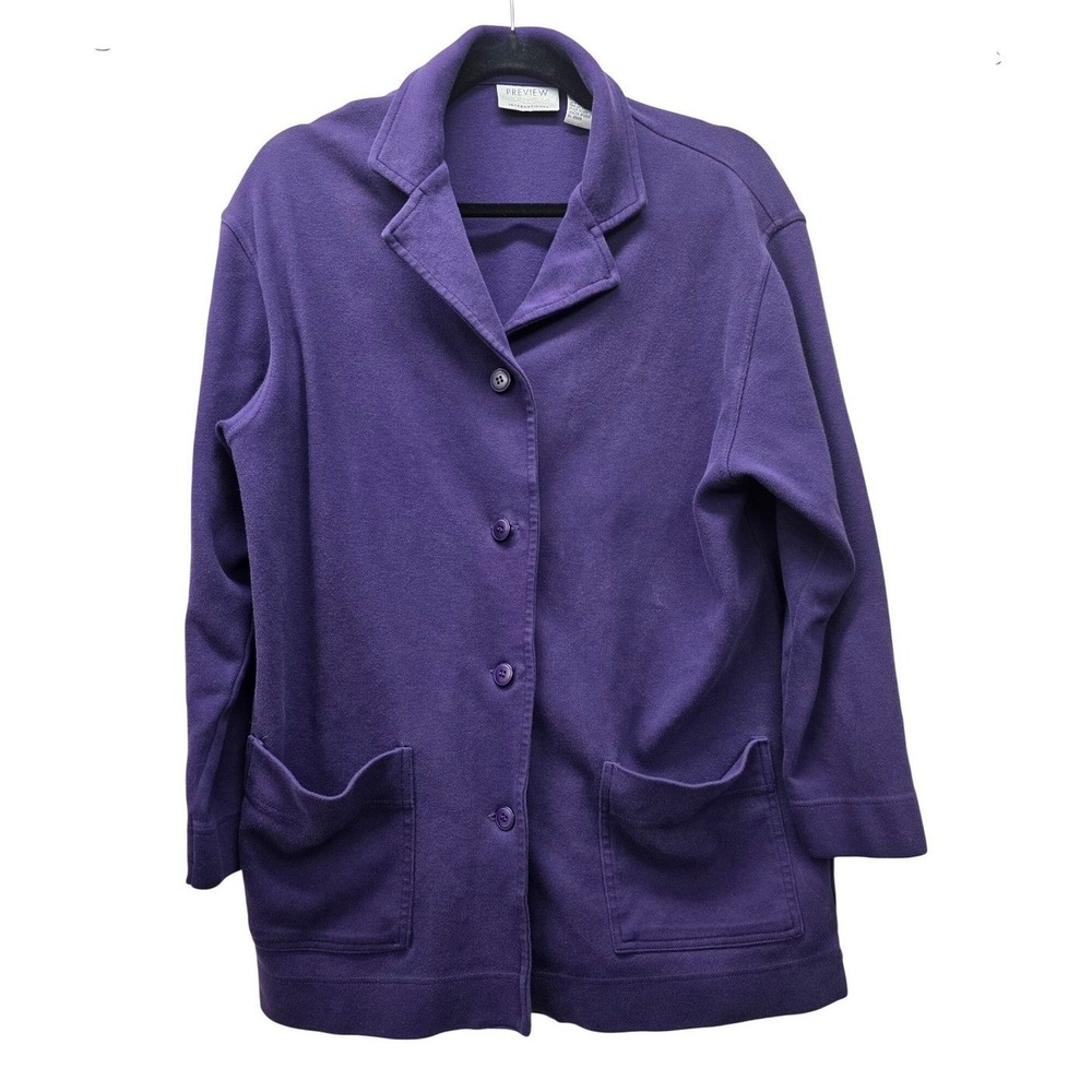 Preview International Purple Cotton Button Front Cardigan Jacket Womens Size S